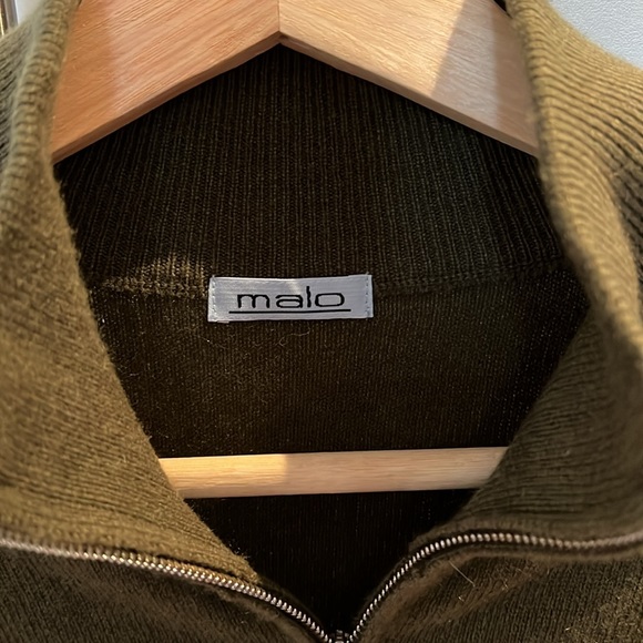 Malo EU size 52 like new green zip up sweater 100% cashmere - Picture 3 of 7